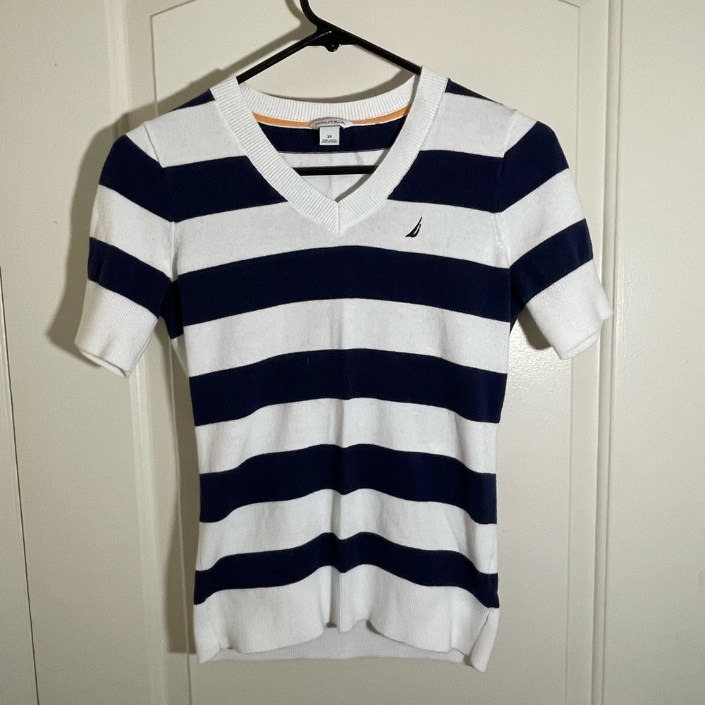 100% cotton Nautica Blue and White Striped Shirt